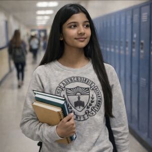 Abercrombie & Fitch Woman's Sweatshirt Gray Beaded 100% Cotton Crew Neck Size M